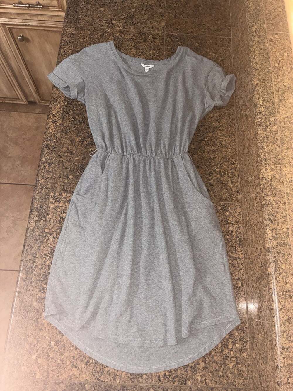 Sonoma Goods For Life Grey Short Sleeve Elastic Waist Pocket Dress Size S